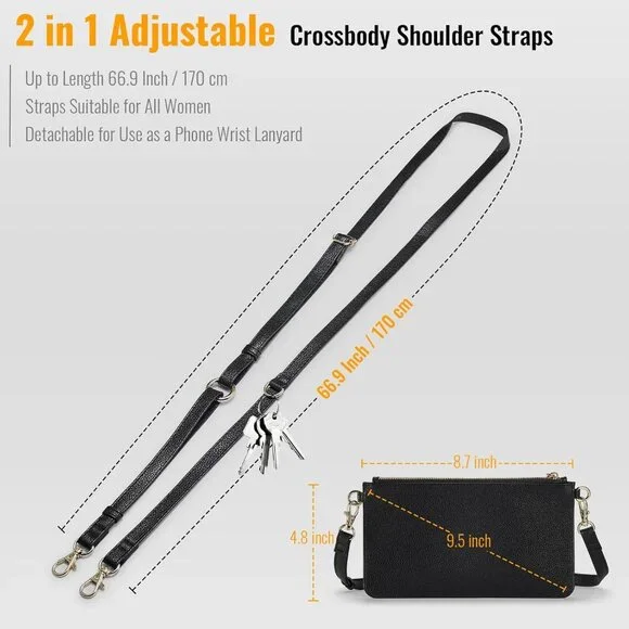 Chic Vegan Leather Mini Wallet Purse with Adjustable Strap & Touch Screen Access